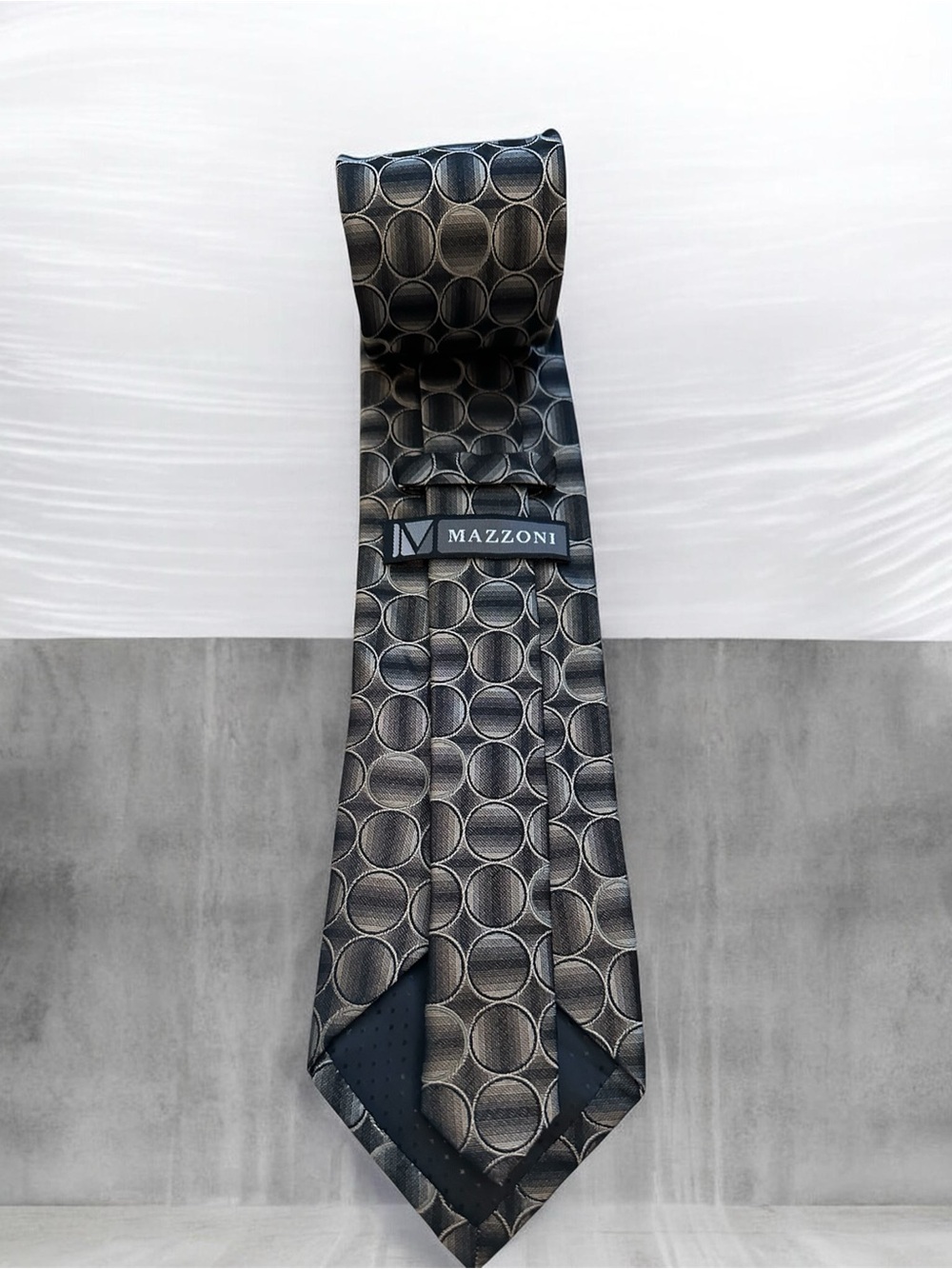 Mens Grey Geometric Silk Tie